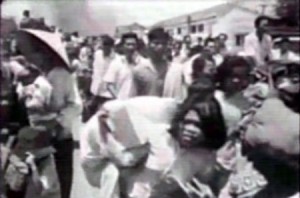 Evacuation of Phnom Penh as seen in a video clip of Year Zero: The Silent Death of Cambodia, shown by the prosecution. (Director: David Munro, Writer: John Pilger)
